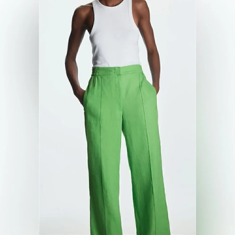 COS 100% linen wide leg trousers